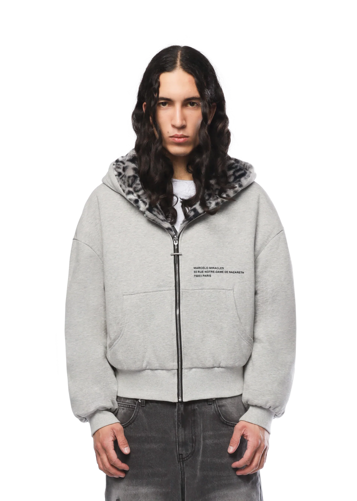 GREY/LEOPARD REVERSIBLE ZIPPER