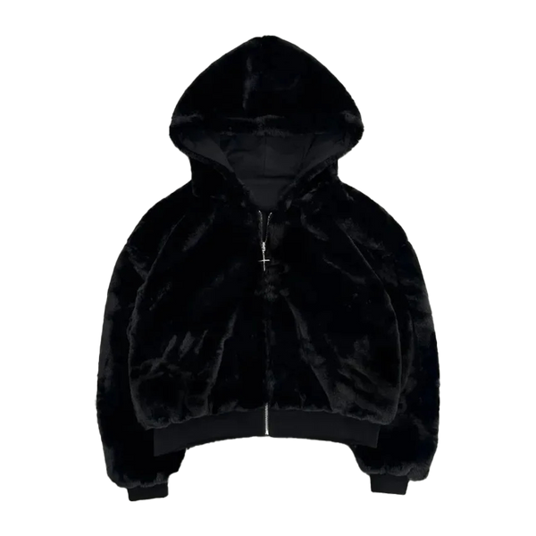 FUR/BLACK REVERSIBLE ZIPPER