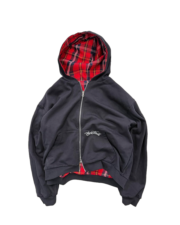 BLACK/RED 2-SIDED ZIPPER UNISEX