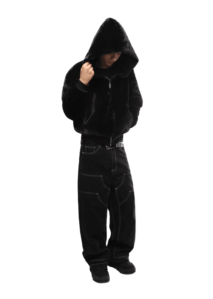 FUR/BLACK REVERSIBLE ZIPPER