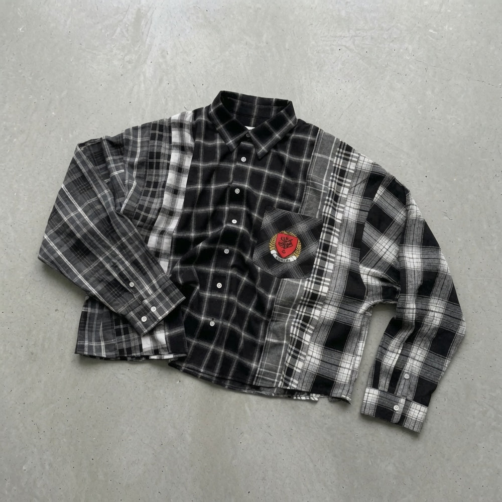 CROPPED FLANNEL BLACK